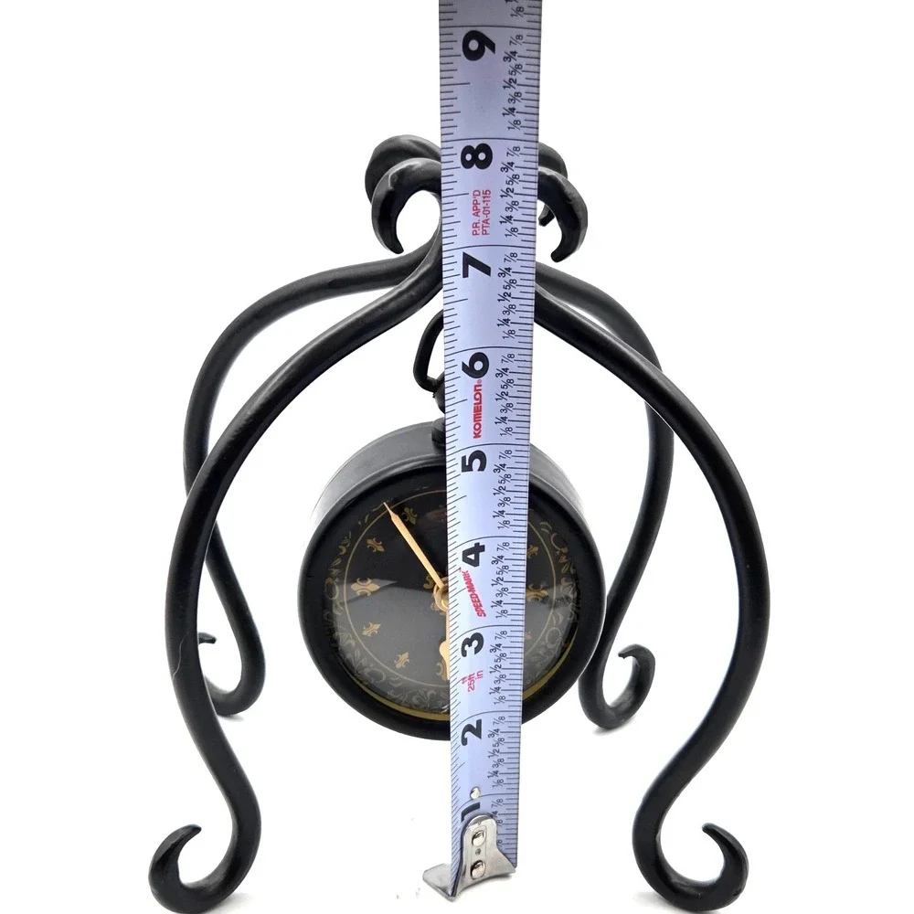 Vintage Black Metal ‎ Swinging Clock, Table Clock, Farmhouse Works Great
